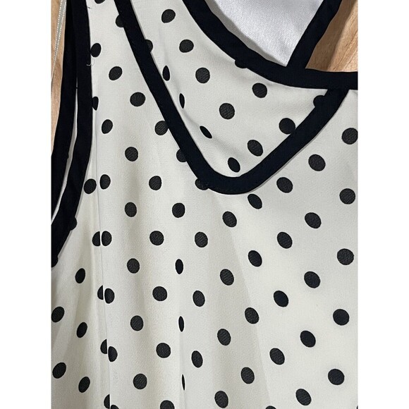 LC Lauren Conrad Sleeveless A Line Dress Size 2 Women’s Polka Dot Black White - Picture 6 of 13